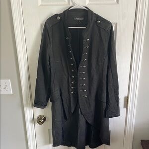 The Pyramid Collection Black Trench Coat with Victorian Flair